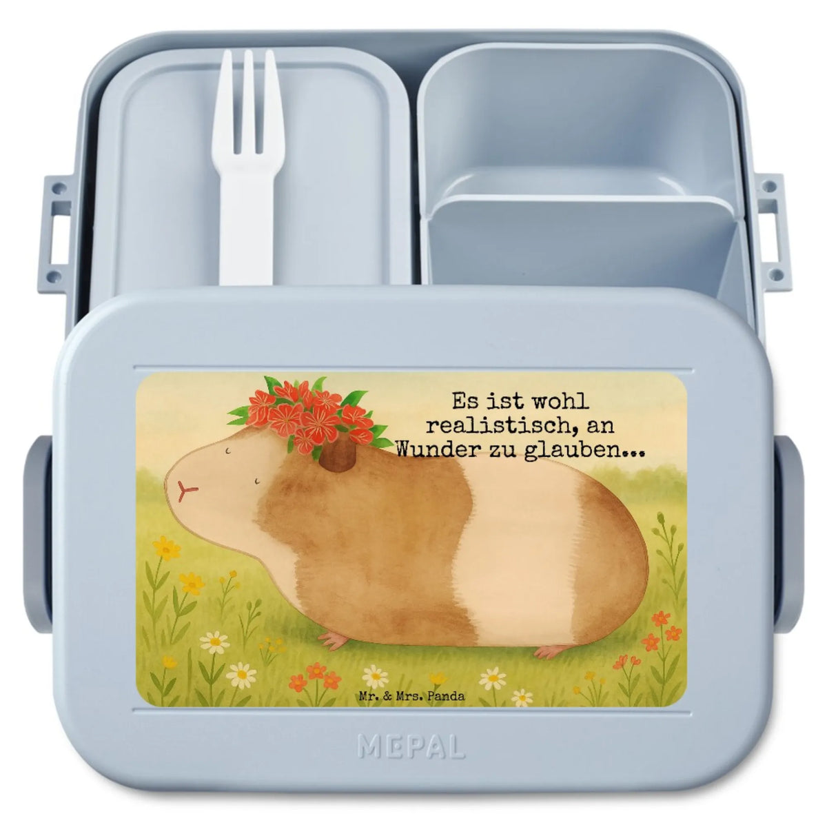 MEPAL Bentobox Meerschweinchen Weisheit Design Essensbox, Snackdose, Frischhaltedose, Vesperbox, Lebensmittelbehälter, Bento-Brotdose, Meal Prep Box, Essensbehälter, Bento Box, Snackbox, Lunchbox, Jausenbox, Bentobox, Tiere, Tiermotive, Lustige Sprüche, Gute Laune, Blumenkind, Spruch, Realität, Weisheit, Meerie, Meeries, Wunderland, Wunder, Motivation, Meerschweinchen