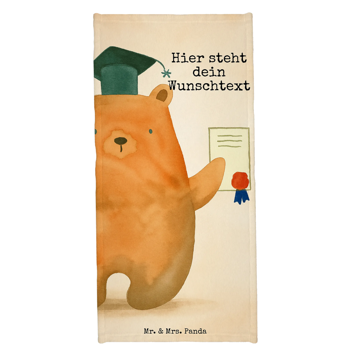 Personalized Bath Towel bear Test Design bear, teddy, teddy bear, cuddly toy, examination passed, examinations, degree, diploma, Abitur, certificate