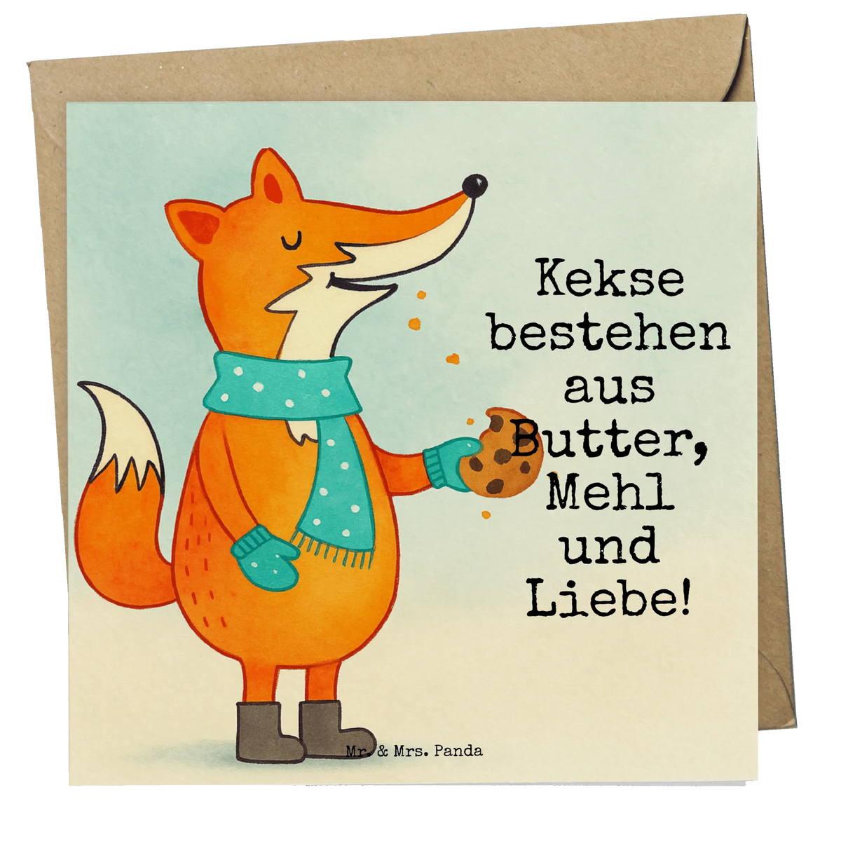 Karta Deluxe lis ciasteczko Design Grußkarte, faltkarte, doppelkarte, Glückwunschkarte, anlasskarte, Klappkarte, Fuchs, Winter, Küche Deko, Plätzchen, Füchse, Kekse, Backen Spruch, Weihnachtszeit, Liebe