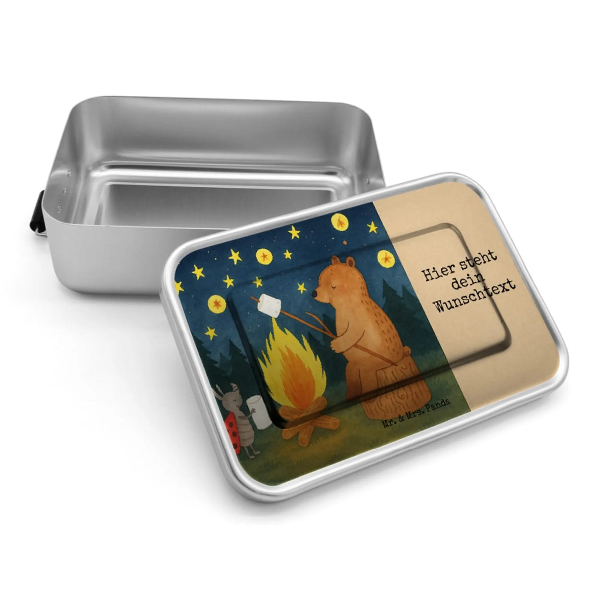Personalisierte Metall Brotdose Bär & Marienkäfer Lagerfeuer Design Alu Brotdose personalisiert, Vesperbox personalisiert, Brotbox mit Namen, Brotdose mit Namen, Personalisierte Brotbox, Personalisierte Lunchbox, Brotdose Metall personalisiert, Vesperdose personalisiert, Snackbox personalisiert, Personalisierte Brotdose, Personalisierte Snackbox, Vesperbox mit Namen, Bento Box personalisiert, Personalisierte Jausenbox, Individuelle Brotdose, Personalisierte Vesperdose, Geschenk mit Namen, Personalisierte Vesperbox, Vesperdose mit Namen, Lunchbox personalisiert, Brotbox personalisiert, Personalisierte Frühstücksdose, Teddy, Bär, Teddybär, Lagerfeuer