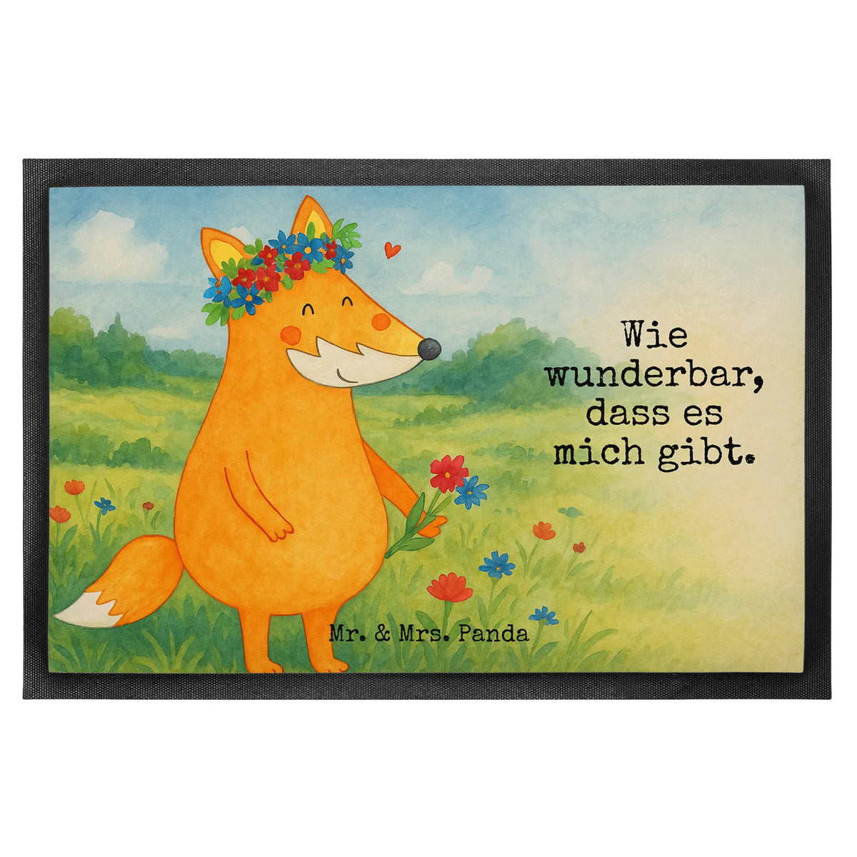 Doormat Fox Flower Design foxes, forest wildlife, clever as a fox, animal lover, fox girl, self-love, girlfriends, proof of love, flower girl, flowers, girlfriend, joy, me, flower