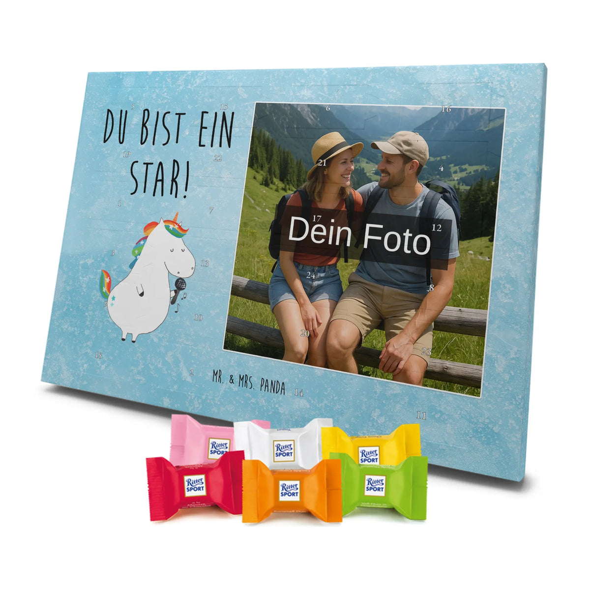  jednorożec Śpiewak Personalisierter Schoko Foto Adventskalender, Fotokalender Advent, Foto Schokoladen Adventskalender, Schoko Foto Adventskalender, Foto Adventskalender, Unicorn, Einhorn, Einhörner, Einhorn Deko, Sänger, Fest, Glitzer, Geburtstag, Feier, Freundin, Konfetti, Party, Sängerin, Disco