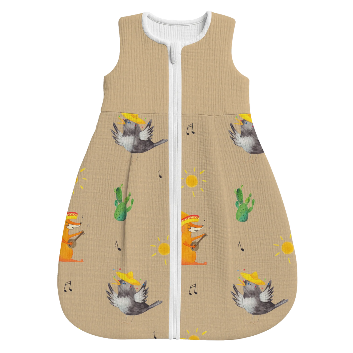 Schlafsack Baby Rabe Sombrero Muster Schlafsack Baby, Babyschlafsack, Tiere, Gute Laune, Tiermotive, Lustige Sprüche, glücklich sein, Froh, Glück Spruch, Rabe, Fröhlich sein, Vogel, Vögel, Elster, Spruch Positiv, Motivation