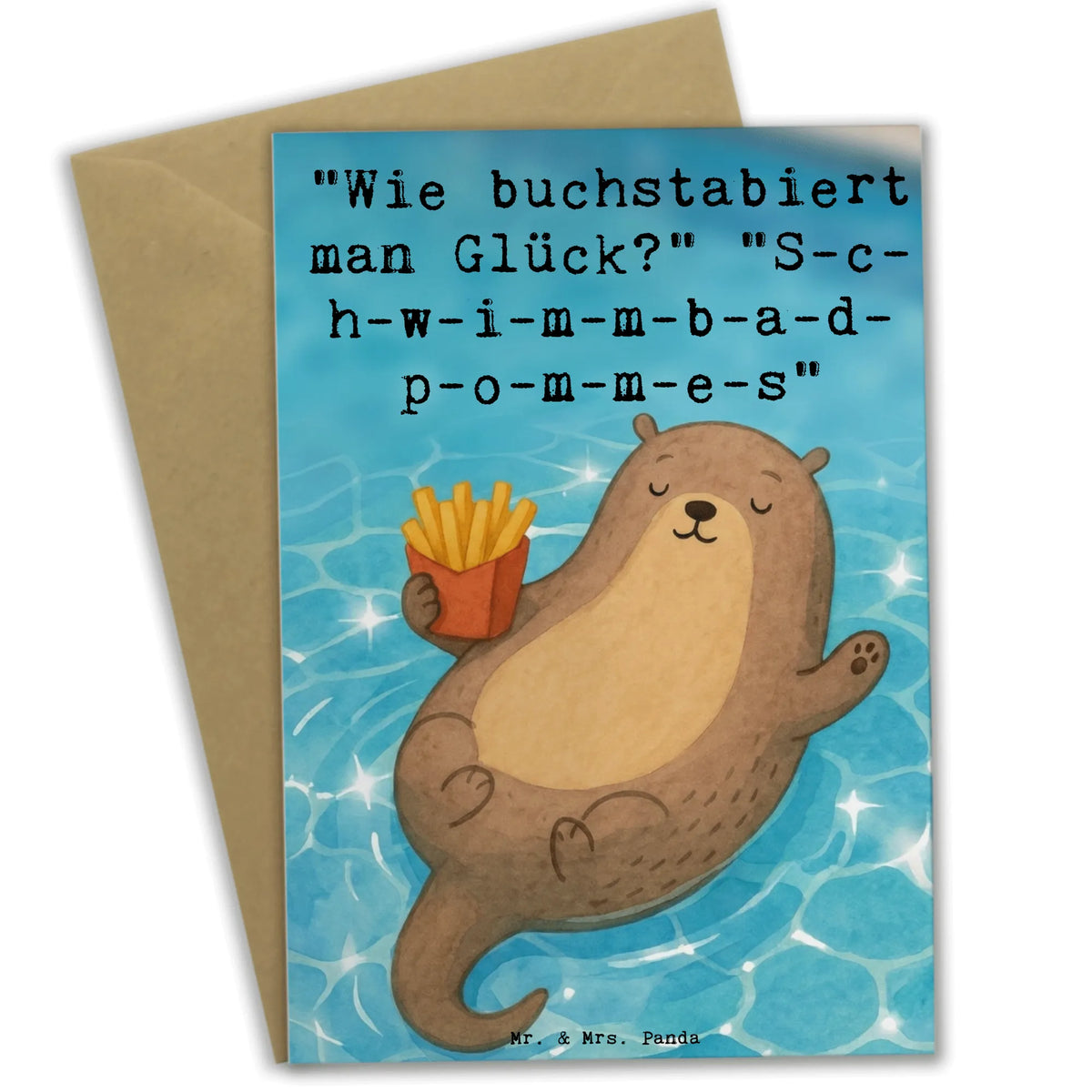 Greetings card Otter Schwimmbad Pommes Design Neujahrskarte, einladungskarten, Babykarte, Valentinstagskarte, kommunionskarte, osterkarten, dankeskarten, vatertagskarte, osterkarte, hochzeitskarten, Spruchkarte, Glückwunschkarte, genesungskarte, glückwunschkarten, weihnachtskarten, Jubiläumskarte, Motivkarte, Grußkarte, Grußkarten, Abiturkarte, Firmungskarte, Klappkarte