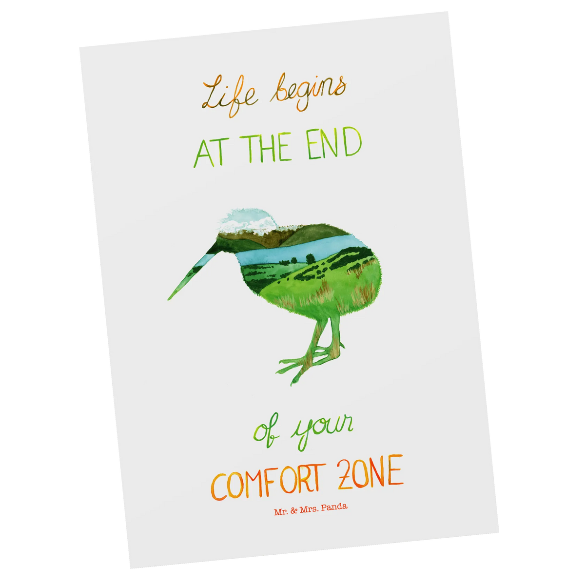 Postkarte Kiwi Neuseeland bildkarte, Postkarten, Kunstkarten, Designkarte, Ansichtskarte, Ansichtskarten, spruchkarte, Fotokarte, Motivkarte, einzelkarte, kunstkarte, Grußkarte, Postkarte, Dekoration, Abenteuer, Natur, Outdoor, Blumen Deko, Frühlings Deko, Sommer Deko, positive Botschaft, Naturliebhaber, Leben, Komfortzone, Neuseeland, Kiwivogel, Kiwi, Motivation, New Zealand, Life Begins