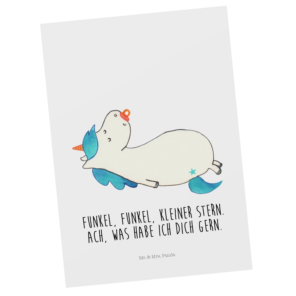 Postkarte Einhorn Schnuller Ansichtskarte, spruchkarte, einzelkarte, kunstkarte, bildkarte, Grußkarte, Kunstkarten, Fotokarte, Postkarte, Postkarten, Designkarte, Motivkarte, Ansichtskarten, Unicorn, Einhorn, Einhörner, Einhorn Deko, Geburtstag, Geschenk Geburt, Baby, Kleinkind, Geburt, Mutter, Mama, Säugling, Schnuller