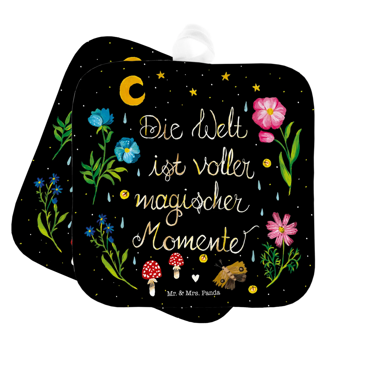 Pot holder Magic World Nature, joy of life, night, saying beautiful, magic, black, wisdom, saying positive, flowers, Magic moments