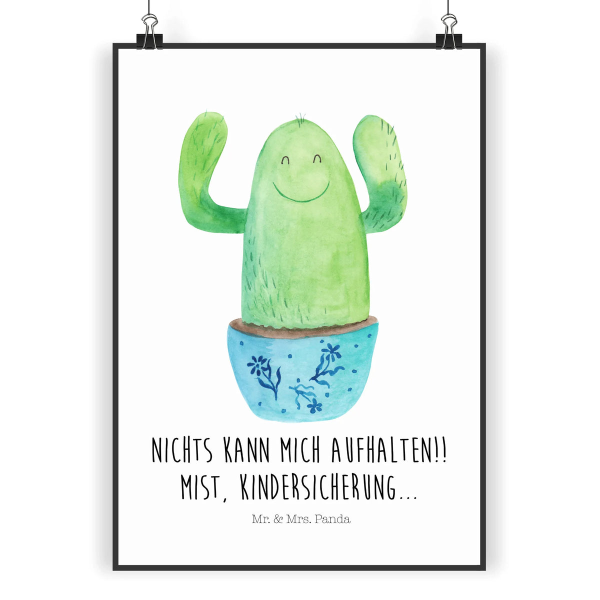 Plakat kaktus Szczęśliwy