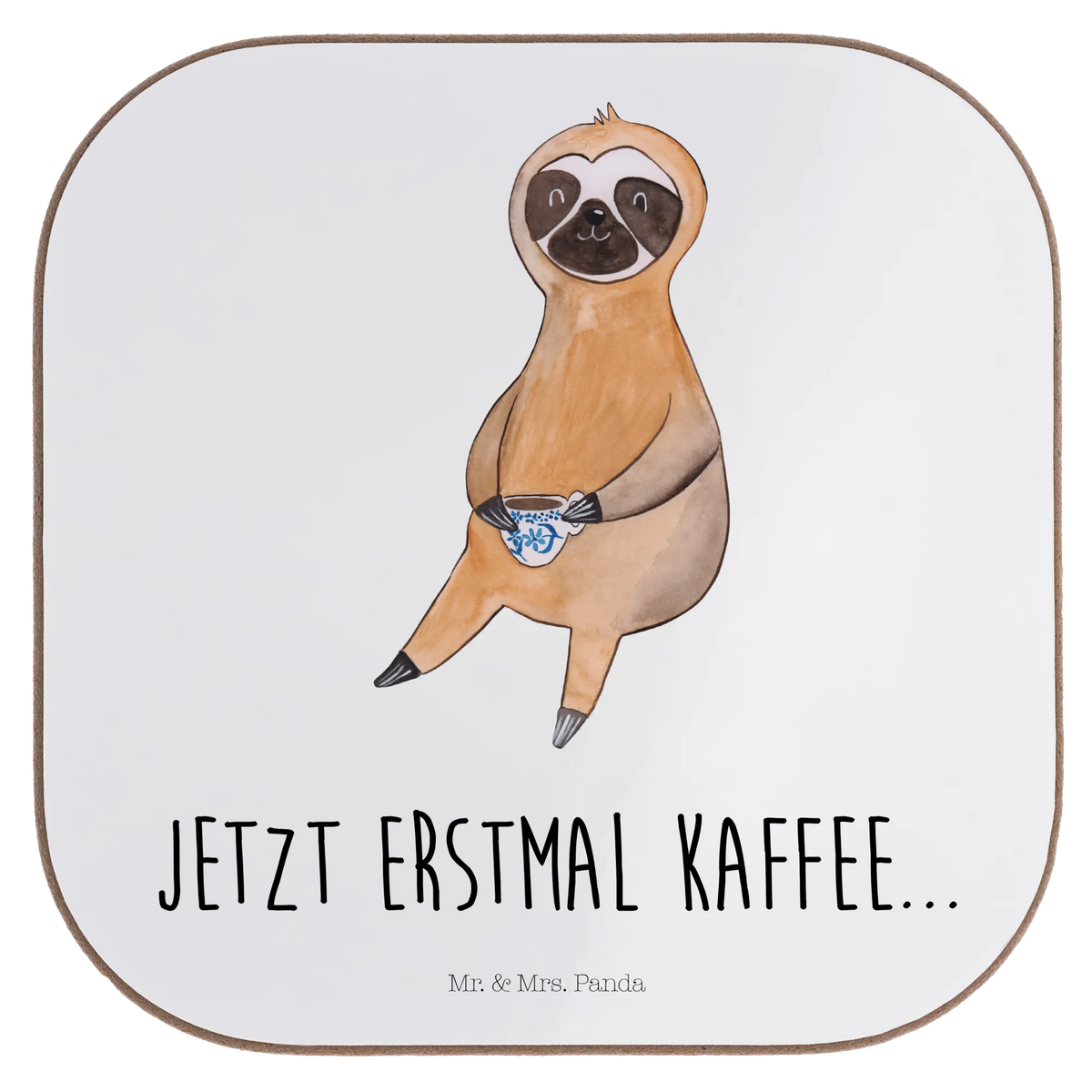 Square coaster sloth Coffee trend animal, early riser, coffee cup, connoisseur, first coffee, lazy, morning grumbler, favourite animal