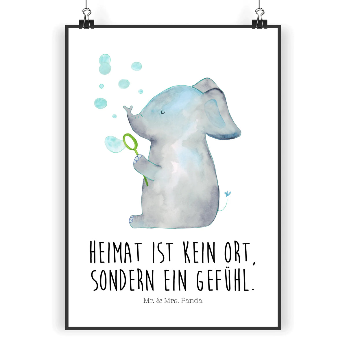 Poster elephant soap bubbles