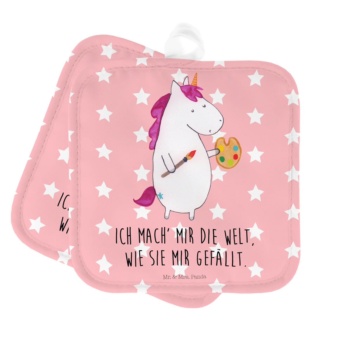2er Set Topflappen  Einhorn Künstler