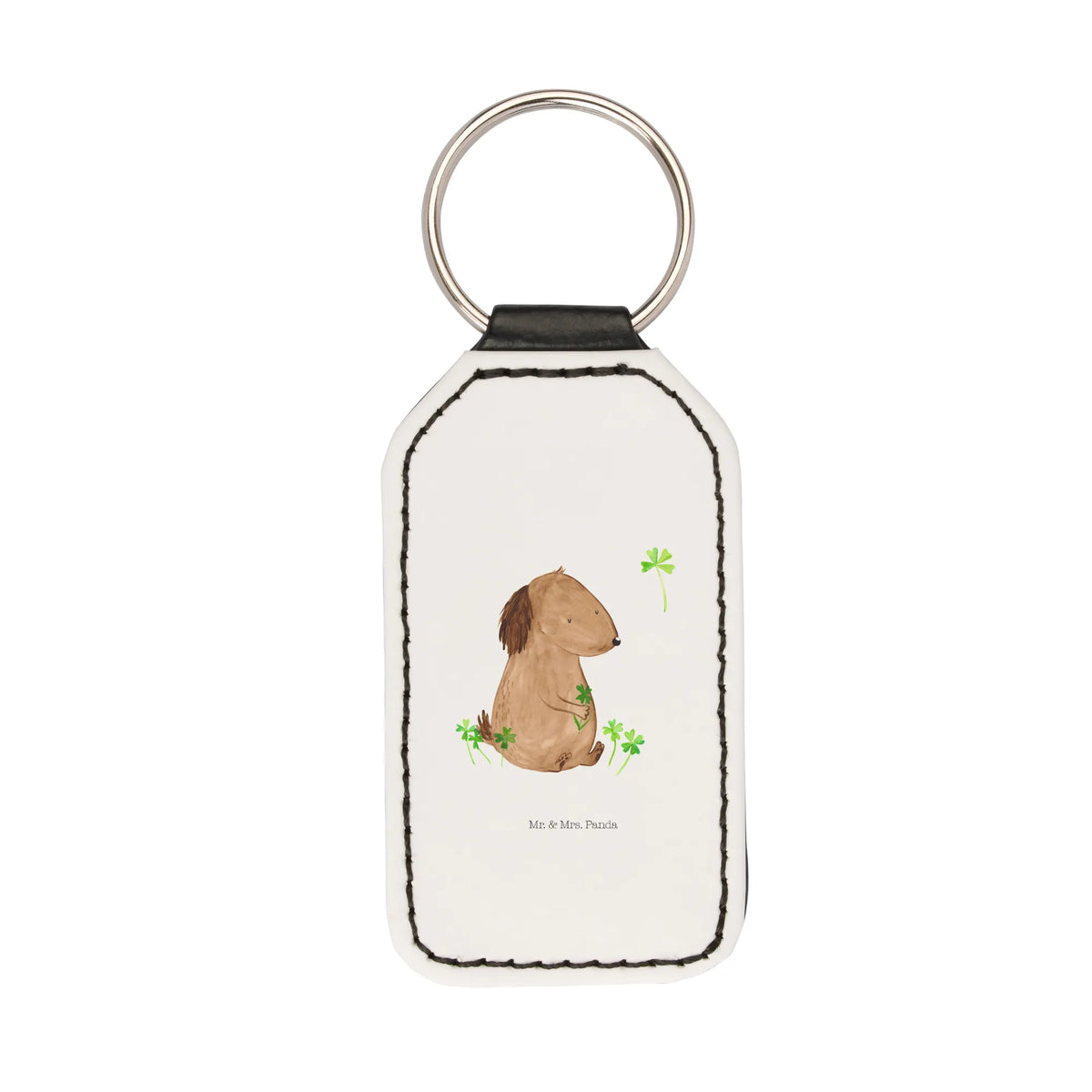 Rectangular key ring Dog shamrock